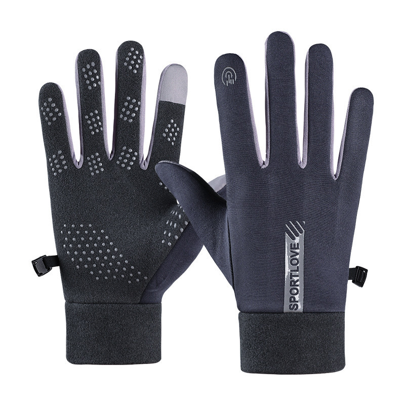 保暖手套男女冬季加绒加厚防寒防风防水骑行开车摩托车外卖半指