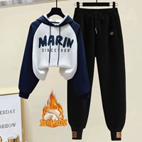 Синие черные утепленные штаны