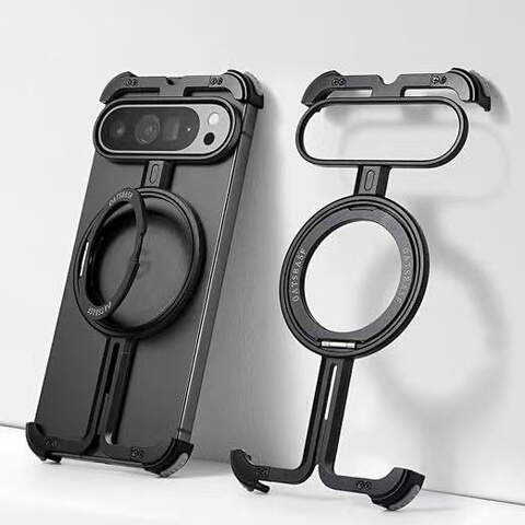 Oatsbasf Rimless Metal Frame MagSafe Kickstand High End Premium – 9, 9 Pro, 9 Pro XL Google Pixel Phone Case
