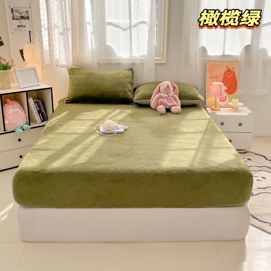 山姆同款牛奶绒床笠纯色单床笠秋冬季床垫保护套可机洗无静电