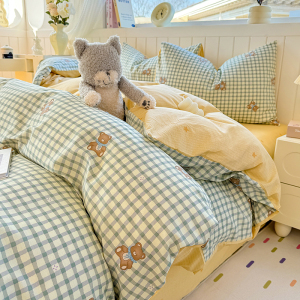 开学季100%纯棉全棉四件套小清新床上用品小花被套宿舍床单三件套