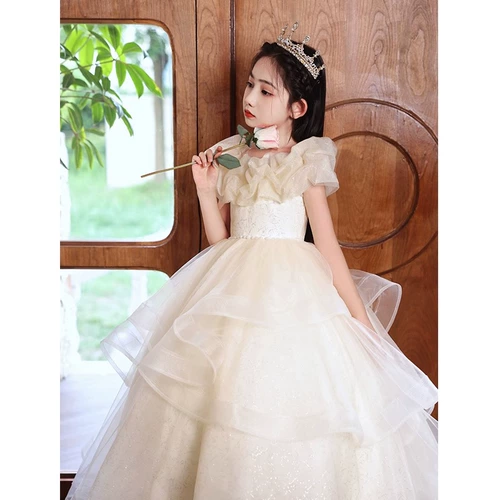 Платье девочки цветочницы, элитный наряд маленькой принцессы, костюм, подарок на день рождения, открытые плечи