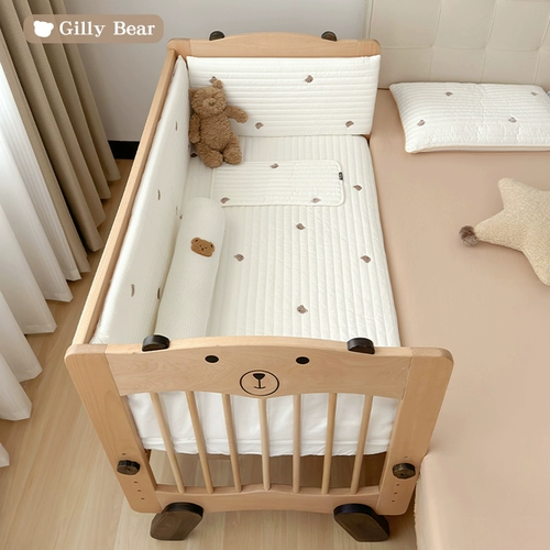 Детская универсальная кроватка из натурального дерева для приставной кровати для новорожденных, 0-3 лет