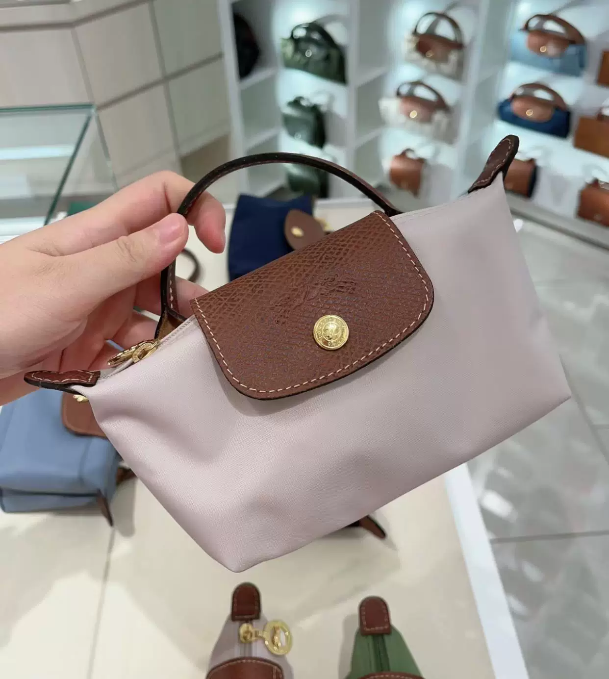 Строго отобранная во Франции сумка Longchamp MINI Mini Mini Dumpling Women Hands Hands Pack Short Paper White