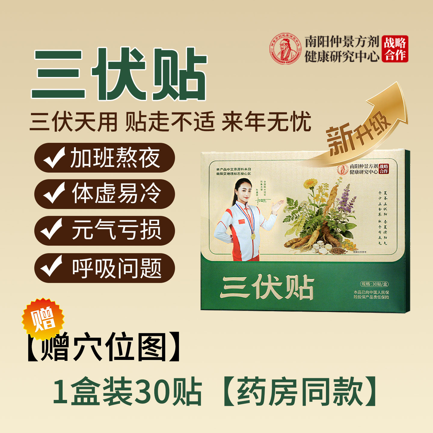 【药房同款】南阳仲景方剂三伏贴冬病夏治成人儿童艾灸贴官方正品