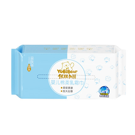 优比小熊乳霜棉柔巾加厚平纹70抽干湿两用抽巾新生婴儿专用洗脸巾