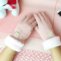 手套秋冬天女加绒保暖可爱德绒女士骑行防寒骑车防风触屏