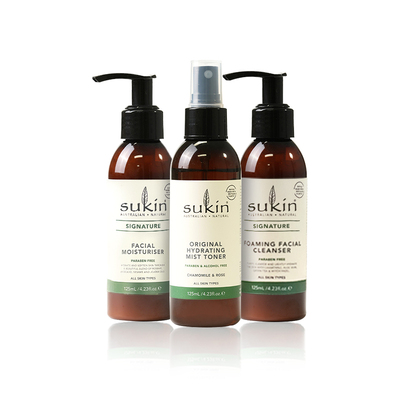 SUKIN清洁护肤套装125ml*3 洁面乳保湿霜补水保湿喷雾3件套