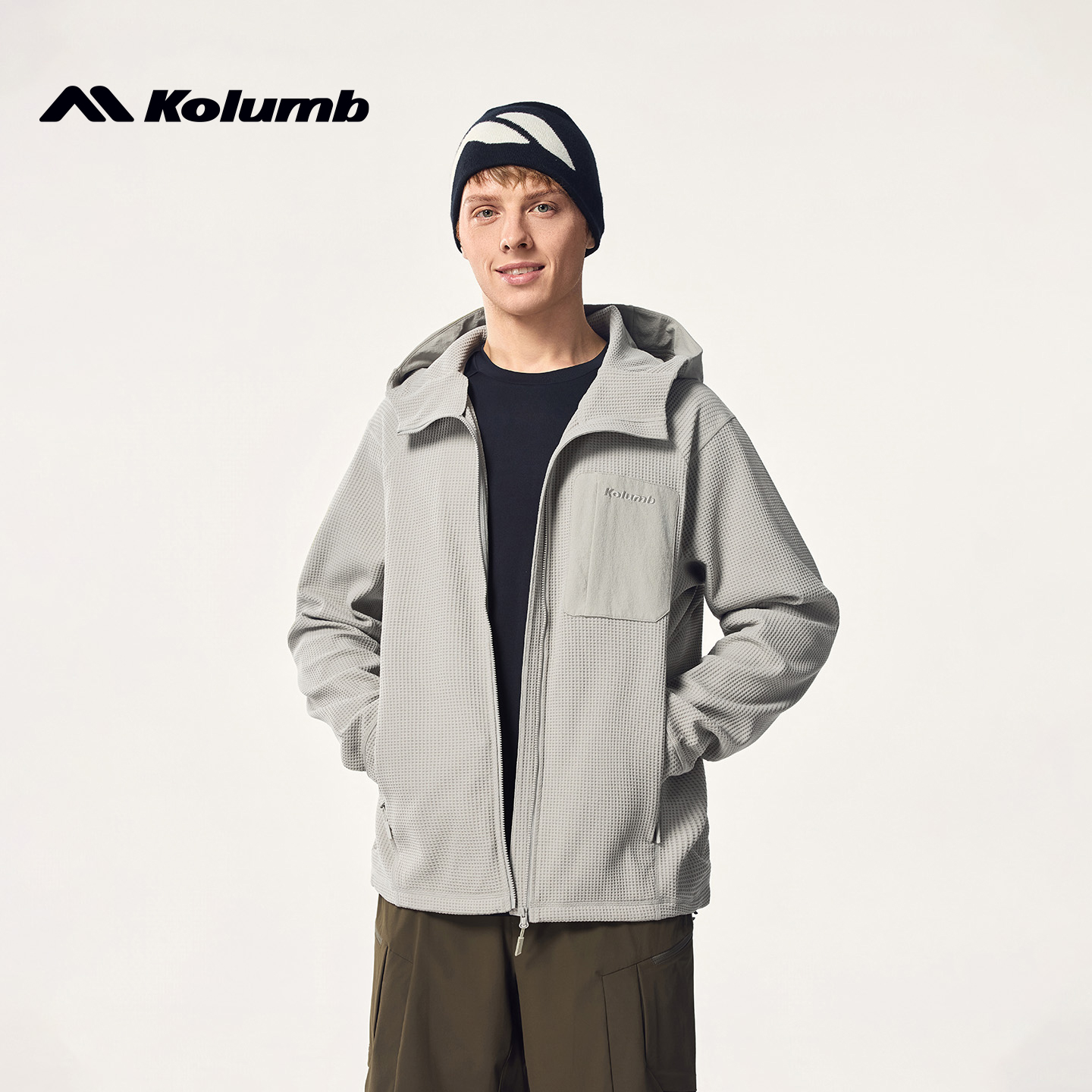 Cappotto caldo e traspirante Kolumb Gulun Step Double Effect Waffle, morbido e delicato sulla pelle, con cappuccio, per uomo_voghion.com