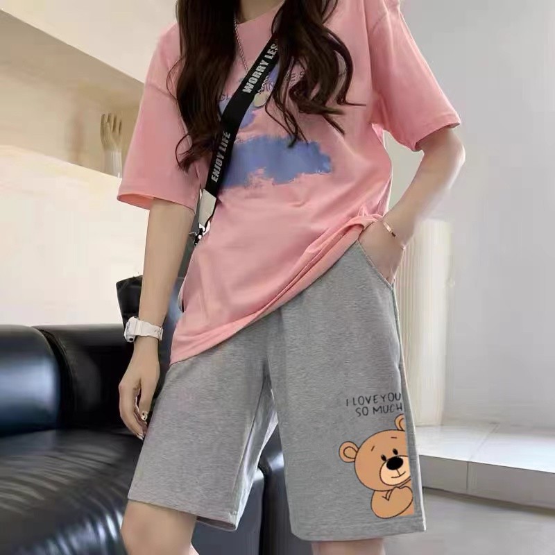休闲五分裤女外穿ins潮夏天薄款透气跑步运动短裤子女大码阔腿裤