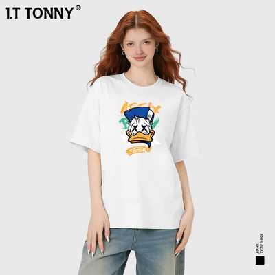 潮牌I.T TONNY新款夏季潮酷穿搭套头短袖男女同款日常休闲T恤BLH