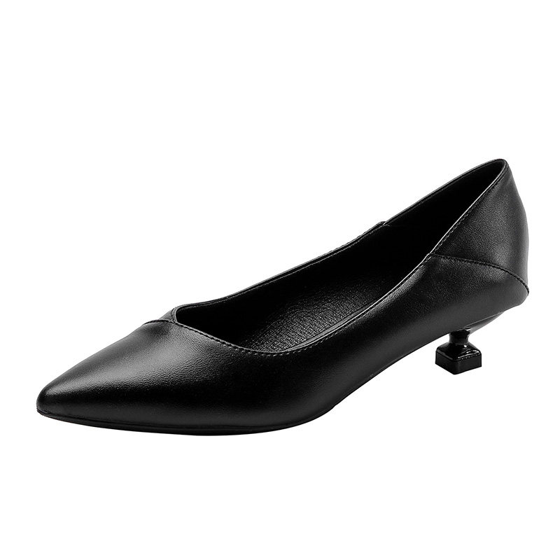 Styuardessalar uchun baland poshnali tuflilar, stiletto poshnali tuflilar, professional qora poyabzallar, 2024 yil, asl charm, ish poyabzali