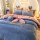 Bộ đồ giường dày nhung sữa bốn mảnh tutu công chúa mùa đông san hô san hô flannel tấm ga trải giường - Bộ đồ giường bốn mảnh