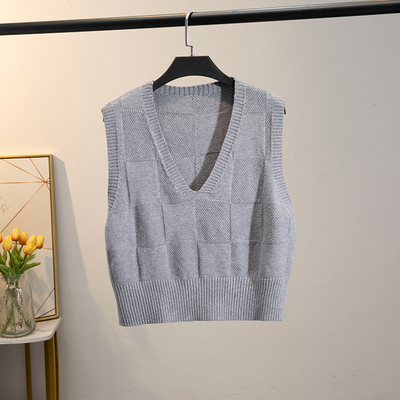 taobao agent Colored knitted universal demi-season shirt, short vest, scarf, V-neckline