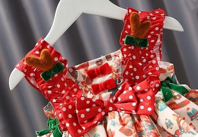 taobao agent Christmas children's demi-season small princess costume, red sleevless dress, sweater, set, Lolita style, special occasion clothing