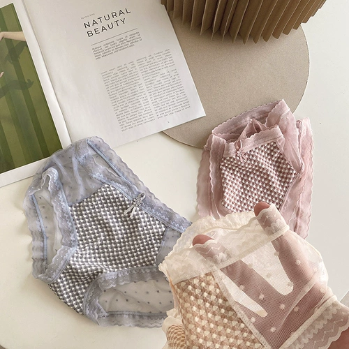 Японское кружевное сексуальное легкое и тонкое дышащее нижнее белье с бантиком, трусы