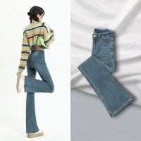 Тонкие джинсы, штаны, приталенные штаны-клёш, 2024 года, новая коллекция, высокая талия, подходит для подростков
