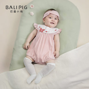 女の赤ちゃんのサマードレス、夏の薄いジャンプスーツ、幼児用スリング、甘いプリンセススタイルのハーレムベビー服