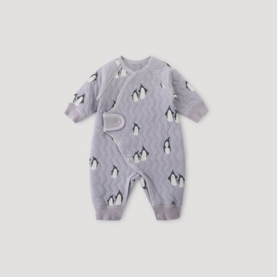 巴厘小猪新生儿秋冬季夹丝连体衣