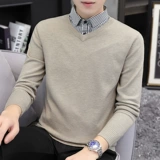 Демисезонный комплект, свитер, трендовая трикотажная шерстяная рубашка, в корейском стиле, облегающий крой