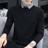 Демисезонный комплект, свитер, трендовая трикотажная шерстяная рубашка, в корейском стиле, облегающий крой