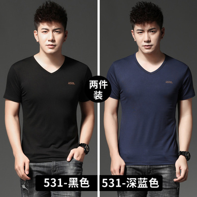 taobao agent Summer clothing, cotton silk trend short sleeve T-shirt, season 2021, V-neckline, with short sleeve, Korean style