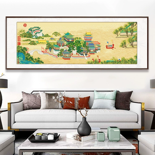Qingming Shanghe Tu Cross Emelcodery 2023 Новая линия вышитая гостиная китайская картина Монетарная пейзажа ручная вышивка ручной работы