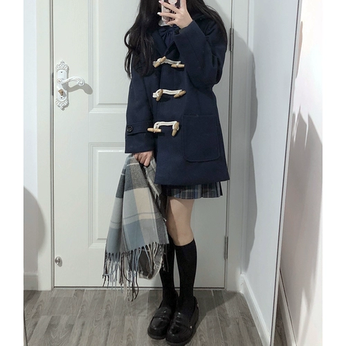 Японское зимнее шерстяное пальто, стеганая длинная куртка для школьников, подходит для подростков, средней длины