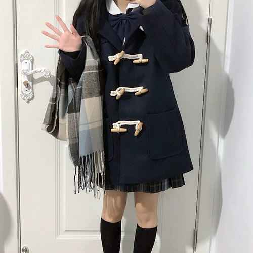 Японское зимнее шерстяное пальто, стеганая длинная куртка для школьников, подходит для подростков, средней длины