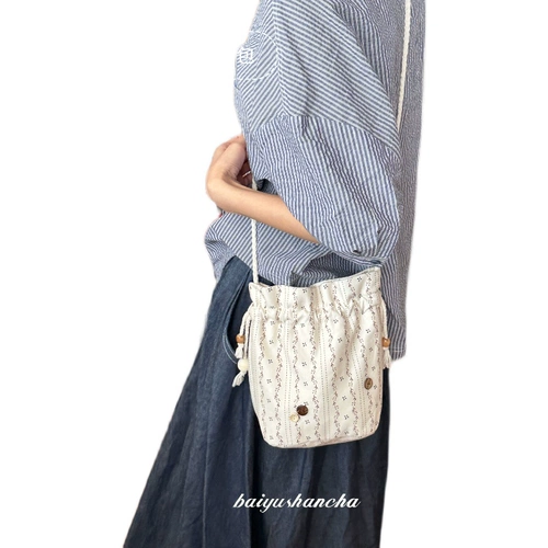 Белый чай, оригинальный мешочек, вместительная и большая сумка через плечо, тканевый мешок