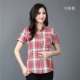 Phụ nữ trung niên và cao tuổi mặc áo sơ mi cotton mùa hè áo sơ mi ngắn tay áo sơ mi nữ trung niên áo phông mùa hè - Áo sơ mi