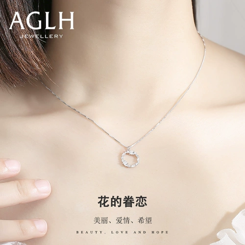 Ожерелье, цепочка до ключиц, подарок на день рождения, серебро 925 пробы, легкий роскошный стиль, популярно в интернете, в цветочек, изысканный стиль