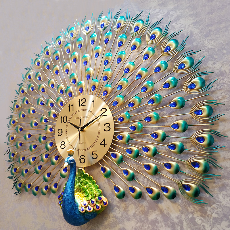 钟表挂钟客厅个性创意时尚孔雀挂表现代简约大气时钟家用石英钟圆