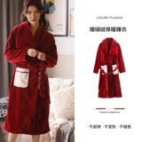 安之伴 Коралловый бархатный демисезонный банный халат, удерживающая тепло утепленная фланелевая пижама