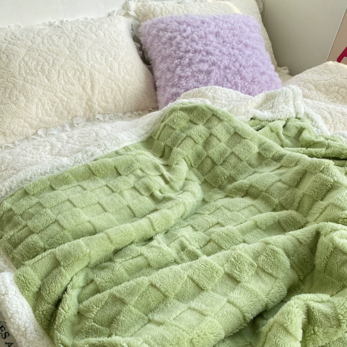 Зимнее бархатное зеленое одеяло, удерживающая тепло накидка, увеличенная толщина