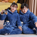 儿童睡衣冬季加厚三层夹棉棉袄套装家居服男女孩中大童3-5岁7-9岁