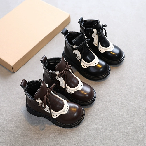 Martens, демисезонные детские черные ботинки в английском стиле, коллекция 2021, в британском стиле