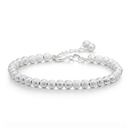 Fashionable round beads, universal bracelet, fresh accessory, silver 925 sample, Korean style