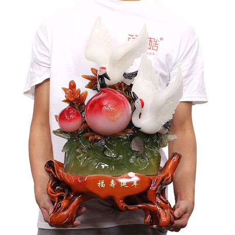寿桃摆件送老人生日礼物送长辈老年人实用仙鹤祝寿贺寿工艺品礼品