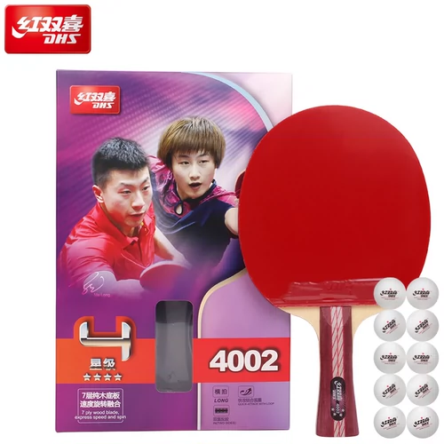 Red Double Happy Table Tennis Racket Single -Shot Four -Star Professional 4 -й класс -Пятизвездочная шесть -шесть прямых ракеток