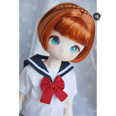 taobao agent Lazy baby BJD wig 34 -point giant baby SD puppet mdd bear egg two -dimensional face bangs Bobo head short hair fake hair