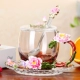 Men màu cốc nước nữ tách trà hoa phong cách châu Âu pha trà thủy tinh cốc nhà trà tách văn phòng - Tách