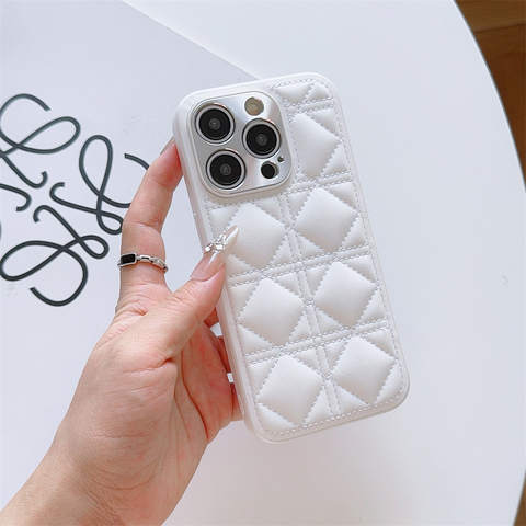 Quilted Hearts Leather iPhone Case for iPhone 13 – 17