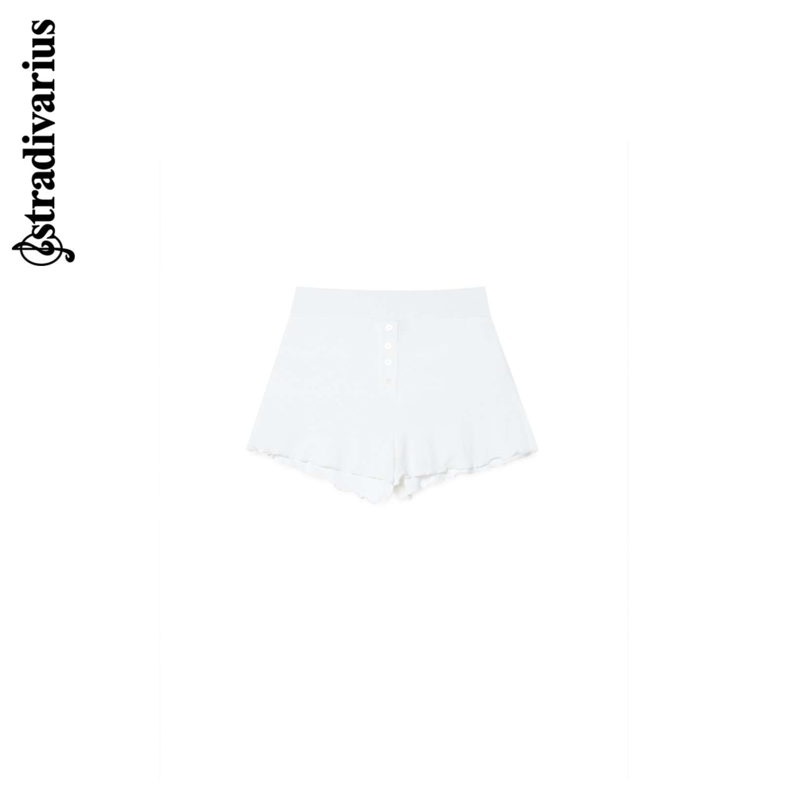 WhiteStradivarius2021 summer white trend leisure wear High waist pajamas shorts female 00917074004