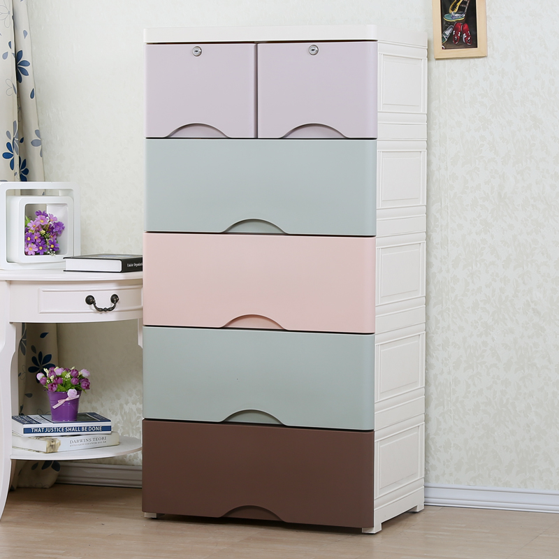 Buy Padded drawer storage cabinet plastic baby five children's toys ...