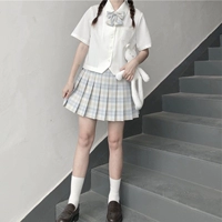 Базовая короткая рубашка, летняя студенческая юбка в складку, сексуальный топ, короткий рукав, 2024 года