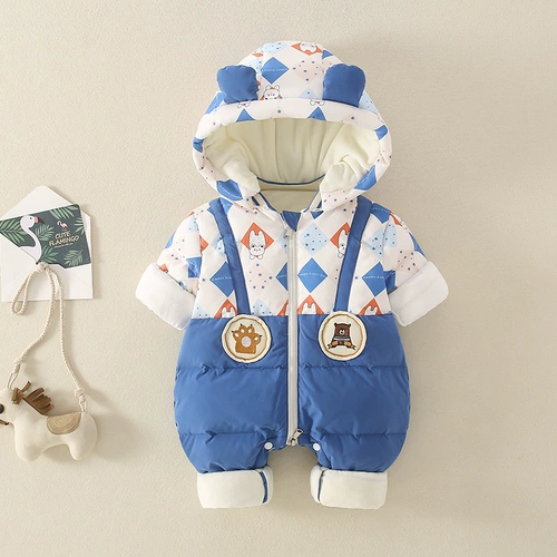 Детский демисезонный комбинезон, пуховик, зимний мультяшный лонгслив для выхода на улицу для новорожденных, увеличенная толщина