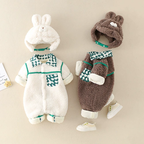 Детский демисезонный флисовый пуховик, мультяшный кролик подходит для мужчин и женщин для девочек, 3-6-9 мес.