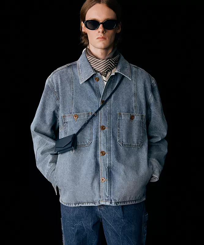 Подлинная корейская дизайнерская джинсовая куртка в distressed стиле, DENIM SHACKET, 3 цвета