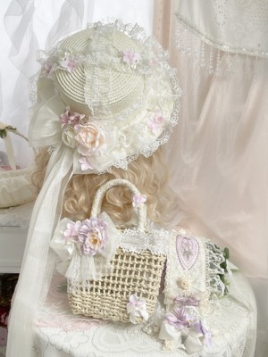 taobao agent [Spot] About Tulip* Original Lolita Flower Wall series hair with straw hat